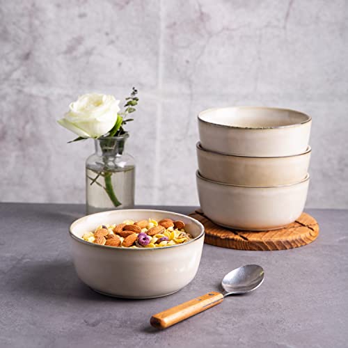 Gbhome Cereal Bowls Set Of 4 For Kitchen, 26Oz Stoneware Soup Bowls Set For Cereal Soup, Modern Kitchen Bowls For Meal, Dishwasher &Microwave Safe, Reactive Glaze-Cappuccino #TOP2
