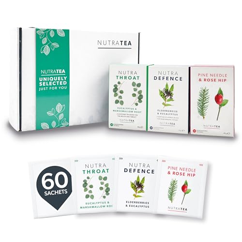 NutraTea - The Winter Wellness Gift Box - Herbal Teas Perfect For Wellbeing & Winter Months - Tea Gift Box For Christmas, Get Well Soon & Birthdays - Herbal Tea Gift Set - 60 Tea Bags | 3 Flavours
