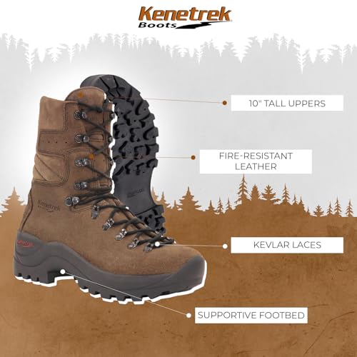 Image of Kenetrek Men's Wildland Fire Work Boots | 10 inch Tall, Fire-Resistant Leather Upper, Extra-Padded Collar, 7mm Nylon Midsole