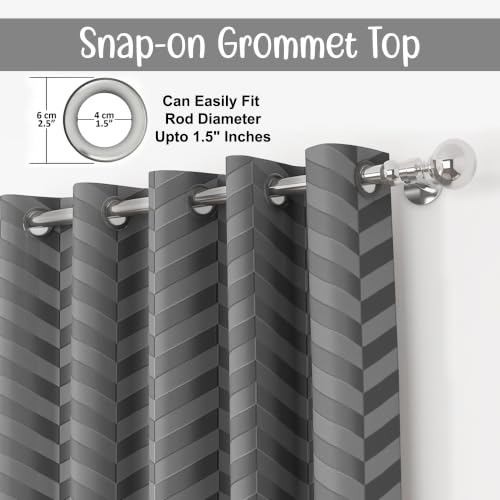 Image of 100% Light Block Curtains 5 Feet Window 2 Piece, Light Grey | Embossed Panels Room Darkening Mild Thermal Insulated & Noise Reducing Curtains (Light Grey, 60 Inch)