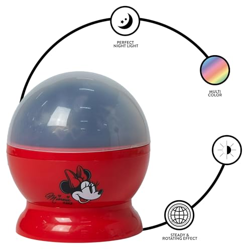 Image of Disney Minnie Mouse Rotating LED Projector Lamp & Night Light,Kids Bedroom Lighting, Battery or USB Operated