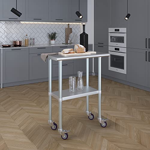 Image of AmGood 30 inch Long x 18 inch Deep Stainless Steel Table with Casters
