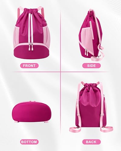 Image of JELUTAR Soccer Bag, Drawstring Soccer Backpack with Shoe Compartment