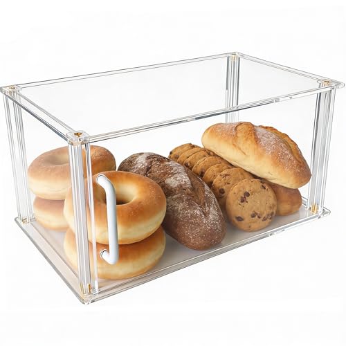 Acryvic Stapelbare Acryl-Bäckerei-Kuchenvitrine, geeignet für Gebäck, Obst, Spielzeugsammlungen, Theken-Display, 40 x 24 x 20 cm großer Brotkasten-Organizer-Aufbewahrungsbehälter für die Küche