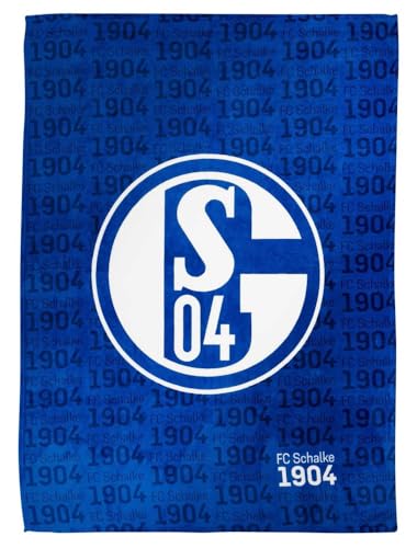 FC Schalke 04 Decke Flanellfleece Allover Schriftzüge | 150 x 200 cm | Kuscheldecke S04