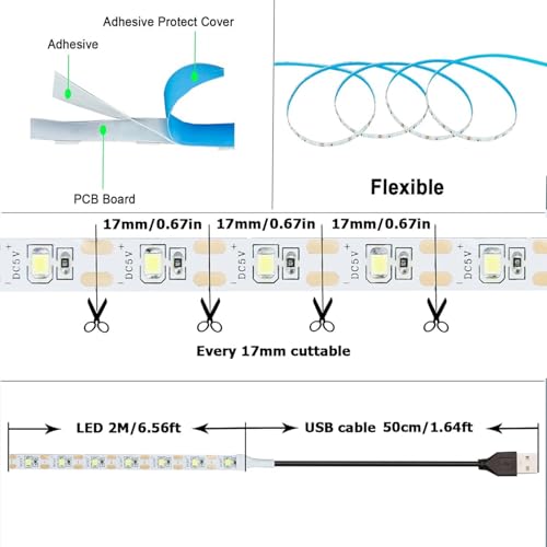 Cinta LED USB HZshark Blanca Fría 4000K 4m Interior miniatura 2