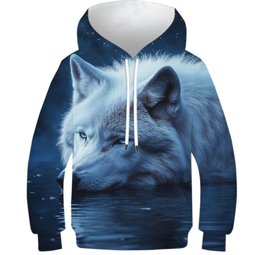 Sweat-shirt loup 3D mignon pull à capuche manches longues original garçon fille