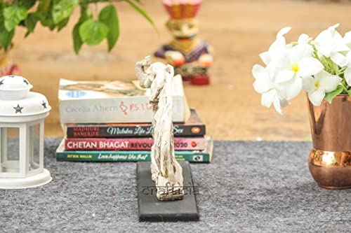 Image of Resin Elephant Statue with Baby Elephant Animal Figurine On Wooden Base for Feng Shui and Vaastu Statue (23X6X16 cm, Off White)