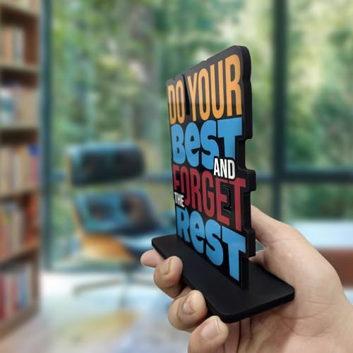 Artvibes Wooden Idols and Figurine Do Your Best and Forgot The Rest Motivational Quotes Table Decor for Office Desk Showpiece | Home Decoration Item | Living Room | Modern Gifting Items (Sp_1175N)