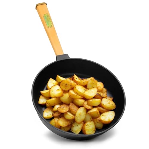 Sartén de hierro fundido, mango extraíble de madera, de inducción, hierro fundido,...