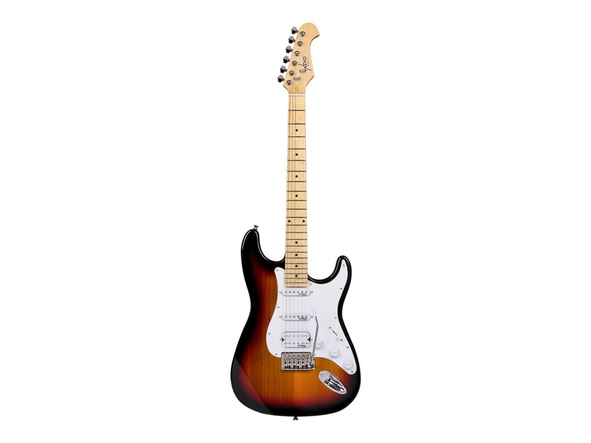 Monoprice 6-String Cali DLX Plus Electric Guitar - Right Handed, Gig Bag, Solid Ash Body, Sunburst - Indio Series