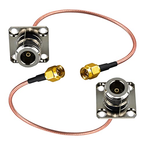 Image of N Female to SMA Male Connector RG316 Cable 7.8 Inch N Female 4 Hole Panel Mount to SMA Male Coaxial Adapter 50Ohms Low Loss N Type to SMA Cable for Router Antenna Wireless Adapter