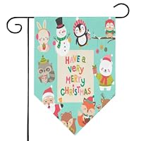 Bandiera Da Giardino Invernale Con Cani Hello | Double Face 30,5x45,7 Cm | Decorazione Esterna Natale