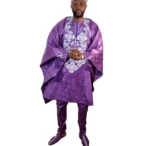 HD Traditional African Clothing for Men Nigerian Man's Agbada Embroidery Bazin Boubou Outfit