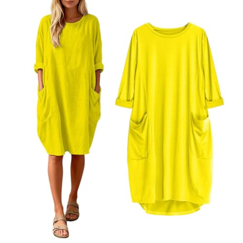 Robe élégante grande taille avec col et manches longues pour femme