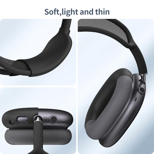 Fintie Silicone Case Cover for AirPods Max Headphone, Anti-Scratch Ear Cups and Headband Cover, Skin Protector Accessories for AirPods Max (Black)