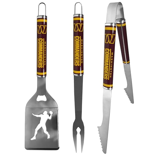 Siskiyou Sports NFL Washington Commanders 3 pc Steel BBQ Tool Set, One Size, Team Colors