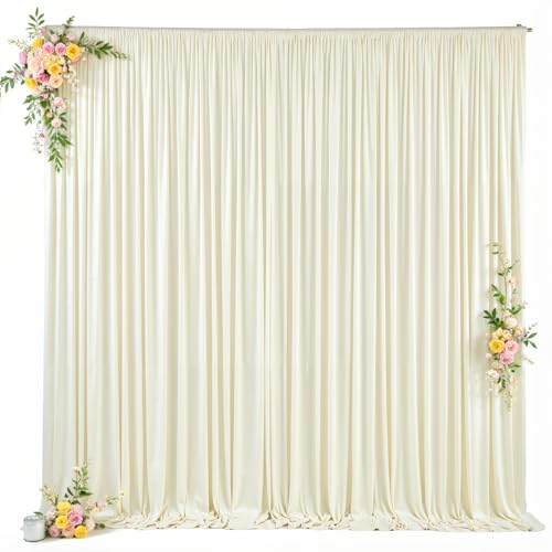 Image of 10x10ft Beige Backdrop Curtain for Wedding Parties Wrinkle Free Fabric Beige Drapes Backdrop Decoration for Baby Shower Birthday Photography Decoration 2 Panels, 5ft x 10ft