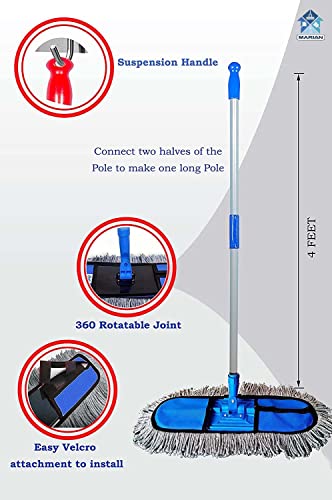 Image of Marian Wet and Dry Cotton pad Flat Floor Mop with 4 Feet Handle| Home | Office | Hotels | Hospitals | with Extra 2 Refill (24 INCH)