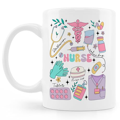 Nurse Coffee Mug Cup, Nurse Appreciation Gifts, Nursing Nurses Day Week Gifts for Women, Trendy Nursing Supplies Ceramic Coffee Mug 11 oz