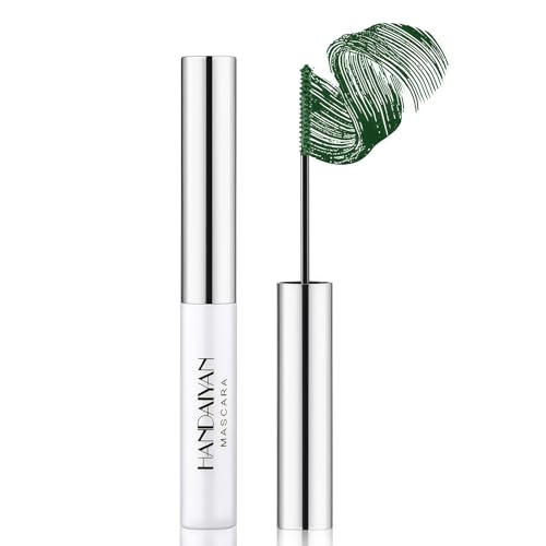 YBUETE Green Mascara, Mascara for Cosplay Party Eye Makeup, Long-Lasting Waterproof Colored, Long & Thick Curling Eyelash Modifier, Colorful Eye Makeup Present for Women