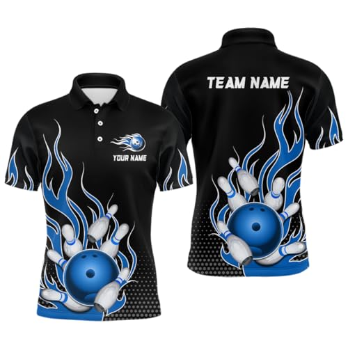 Flame Bowling Shirt for Men & Women - Personalized Team Jersey & Quarter-Zip Polo