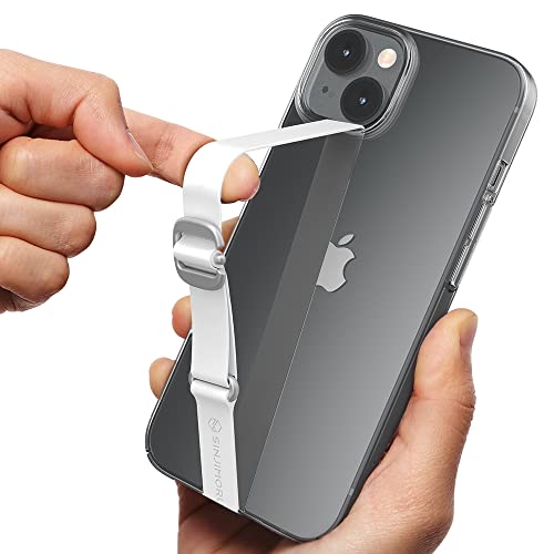 【再使用と長さ調整可能】Sinjimoru スマホバンド バックル付き、伸びるスマホストラップ シリコン素材 スマホケースにつけるスマホグリップ 落下防止 スマホベルト ワイヤレス充電対応の薄さ iPhoneフィンガーストラップ、Sinji Loop Buckle ホワイト