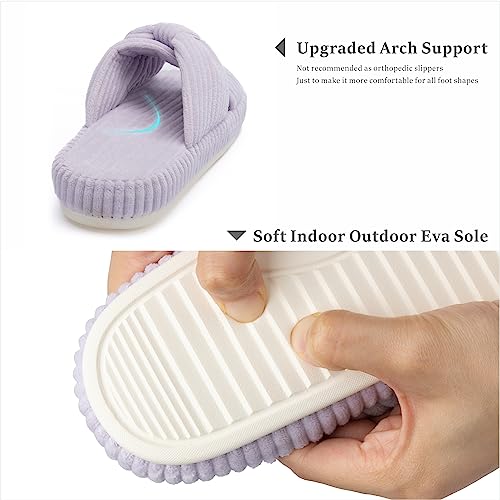 Image of Chantomoo Slippers for Women Memory Foam House Bedroom Corduroy Bow Crossbands Slipper Shoes Comfy Trendy Gift Slippers