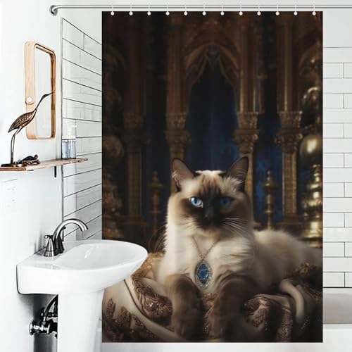 Rideau de douche chat imperméable tissu polyester lavable salle de bain