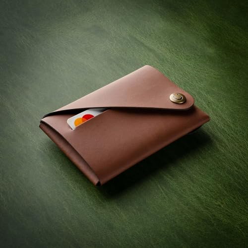 Slim Front Pocket Wallet, Minimalist Business Credit Card Holder for Men and Women, Small Recycled Italian Leather Coin Pouch, Classic Brown4