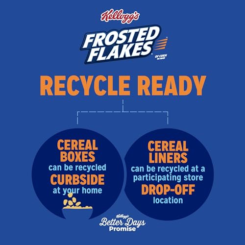 Kellogg's Frosted Flakes Cold Breakfast Cereal, 8 Vitamins and Minerals, Kids Snacks, Family Size, Strawberry Milkshake, 23oz Box (1 Box)