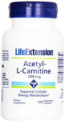 Life Extension Acetyl L-carnitine 500mg Vegetarian Capsules, 100-count (Pack of 12)
