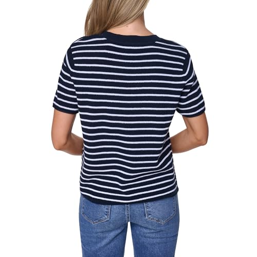 Image of Nautica Women's Crew Neck Solid Short Sleeve Sweater