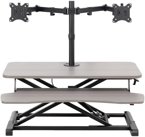 VIVO Height Adjustable 81cm Standing Desk Converter with Dual 13 to 30 ...