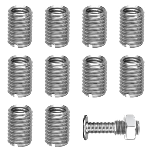 Insertos Roscados M8 a M10, 10 Piezas Inserto de Rosca de Acero Inoxidable Adaptador de Rosca Tuercas Reductoras Autorroscantes para Reparación de Automóviles Montaje de Muebles y Proyectos Mecánicos
