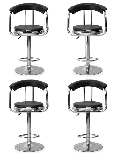 Image of GOYALSON Classic Height Adjustable and Revolving Bar Stool Kitchen Chair (4, Black)