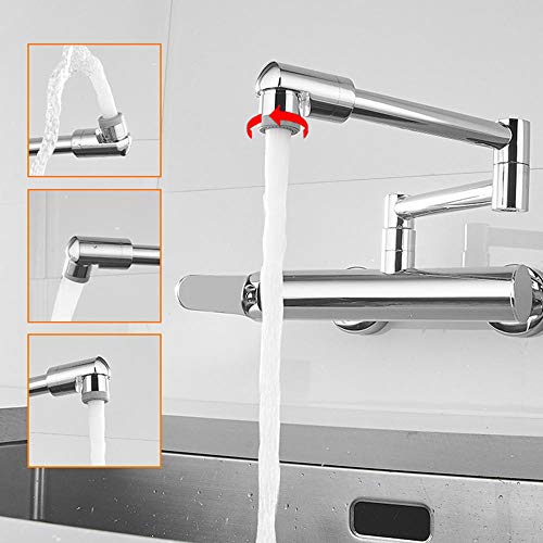Grifos de cocina de pared de cobre cromado con diseño monomando orientable 6