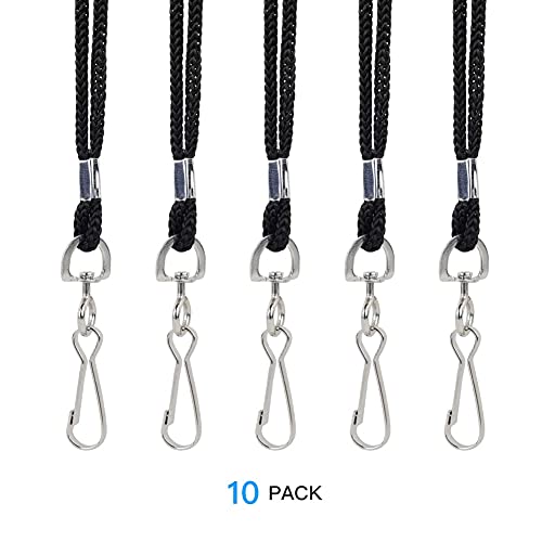 10 Pack Black Bulk Badge Lanyards Neck Straps With Metal Swivel Hook For Id Card Holder, Office, School, Name Tags, Conference, Work , Business, Employee, Students #TOP1