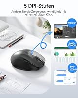 TECKNET Kabellose Maus, 2.4G Optische Funkmaus mit USB Empfänger, Grau – Ansicht 3