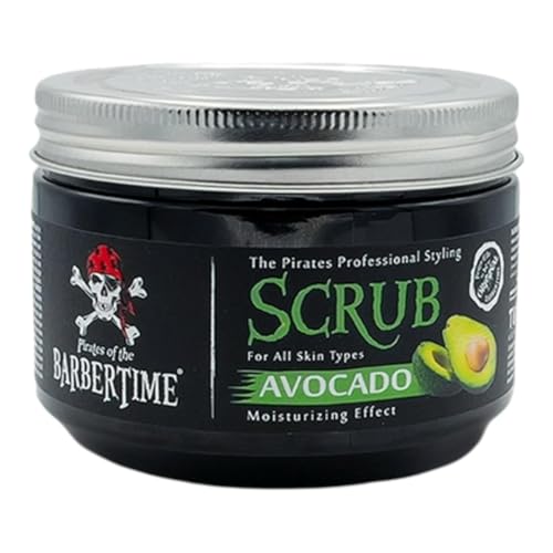 BARBERTIME Avocado Face Scrub 300 ml | Exfoliante facial suave con núcleo de albaricoque y aceite de aguacate | Limpia profundamente los poros, nutre e hidrata | Para todos los tipos de piel