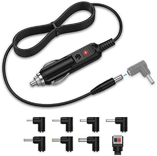 BENSN Car Charger 12V Cigarette Lighter Plug Cable with LED Light for Portable DVD, Electric Blankets, Cushions, Car Cleaners, Mobile WiFi, with 8 Replacement Plugs