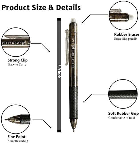 Erasable Gel Pens, 15 Pack Black Retractable Erasable Pens Clicker, Fine Point, Make Mistakes Disappear, Black Inks For Writing Planner And Crossword Puzzles… #TOP2