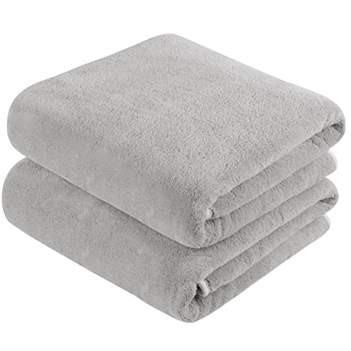 KinHwa Toalla de baño Extra Grande y Suave Toalla Microfibra Ultra Absorbente para Agua de Secado 2Pack Gris Cover