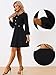 Allegra K Work Office Dress for Women's Button Decor A-Line Long Sleeve Dress Large Black