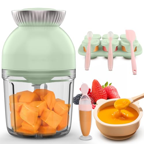 Image of X-Bosak Baby Food Maker, 13 In 1 Baby Food Processor for Fruit Vegetable Meat, 600ML Baby Food Blender with 8 Blades, Baby Shower Gifts Set (Green)