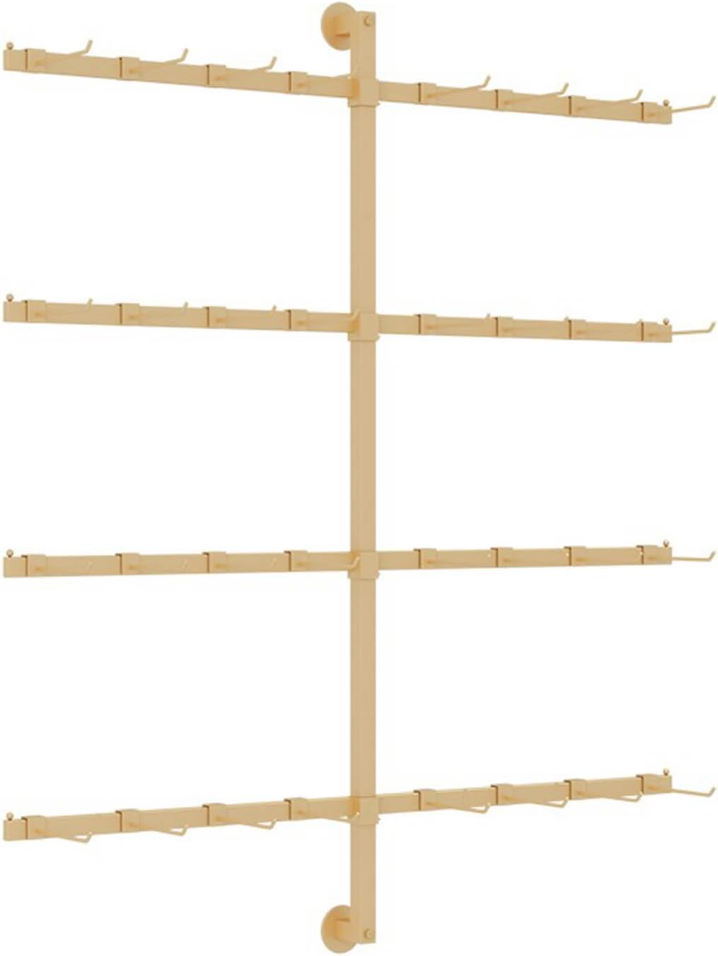 Wall-mounted Display Stand for Socks, Jewelry, Keychains, Hats, Gloves, Toys, Underwear, Shorts, Scarves, Stockings - Durable Metal Retail Storage Rack for Boutique and S,Gold-L80*H100CM 32 hooks