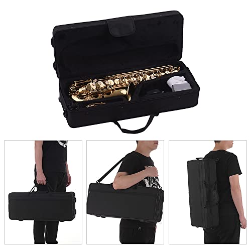 Moweo Eb Alto Saxophone Sax Brass Lacquered Gold 802 Key Type Woodwind Instrument With Padded Carry Case Cleaning Cloth Brush Sax Straps Reeds #TOP2