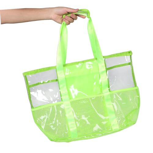 Mipcase Capacity Mesh Beach Bag Sandproof Tote with Pockets for Family Outings Foldable Lightweight Transparent Handbag for Swim Pool Vacation Essentials4