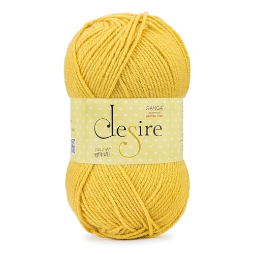 Image of Ganga Acrowools Acrylic Desire Hand Knitting and Crochet Yarn. Pack of 1 Ball - 100Gms. Shade No - (Diss 042)