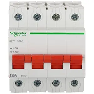 Schneider Polycarbonate Acti 9 125-Ampere 4-Pole MCB Isolator, White